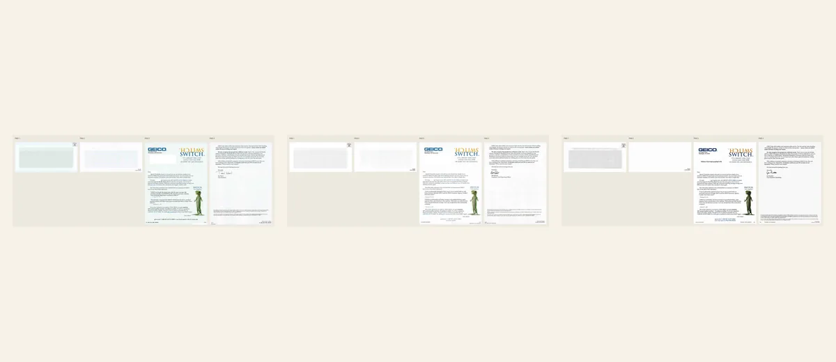 Examples of GEICO simple-switch letter