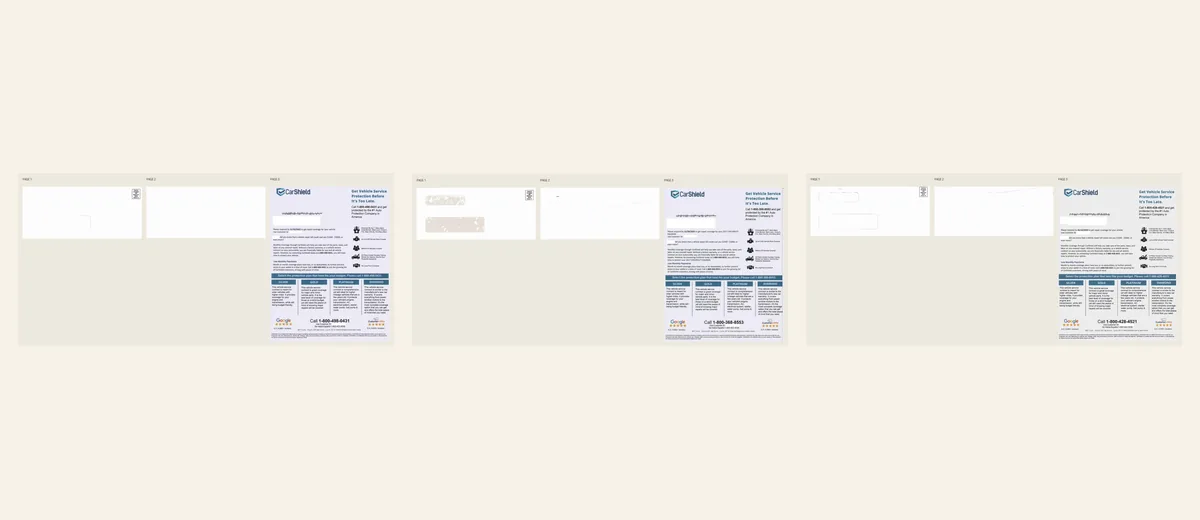 Examples of CarShield protection-tier grid