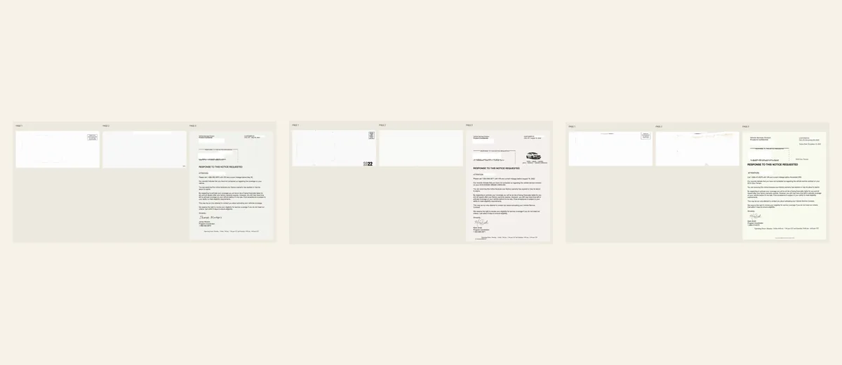 Examples of Vehicle-image response notice