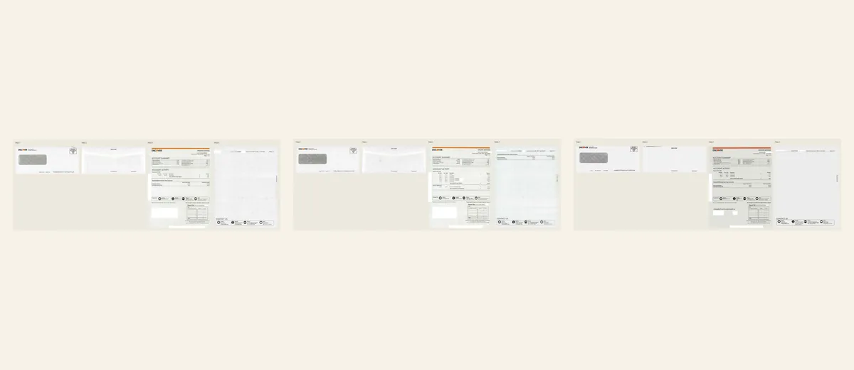 Examples of Discover savings account statement package