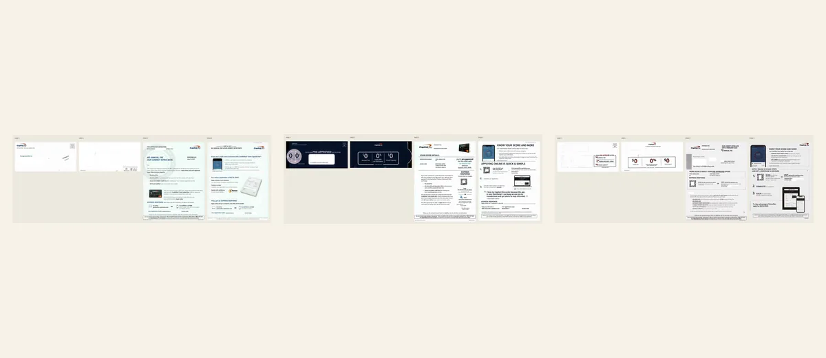 Examples of Capital One pre-approved offer package