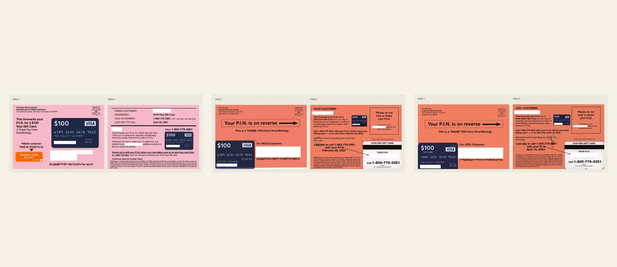 Examples of SmartEnergy coral gift-card offer