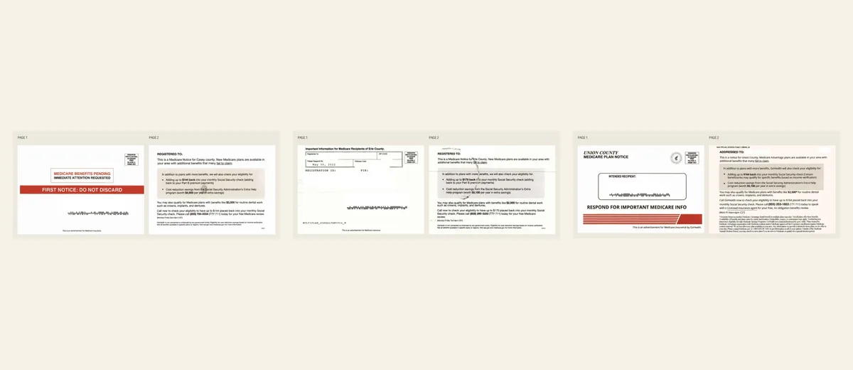 Examples of First-notice response package