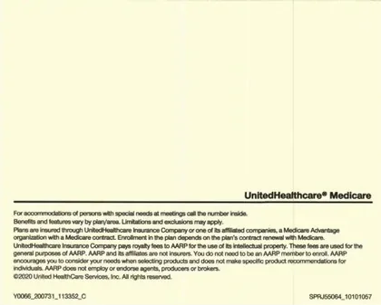 Medicare Advantage direct mail example: Plan-event invitation package. Envelope and letter package with an invitation card, event details, and a phone response path.