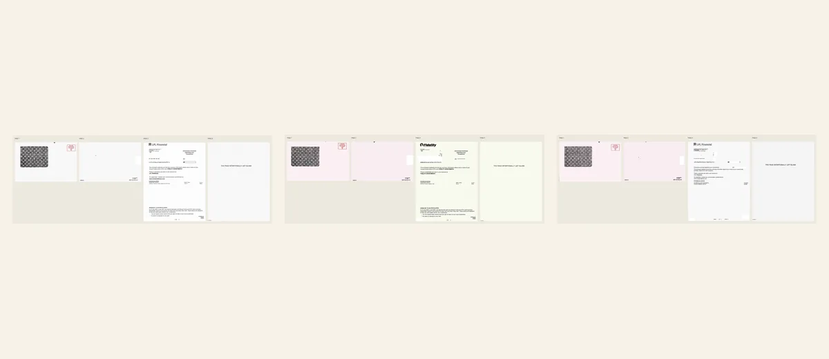 Examples of Mutual-fund report package with blank insert