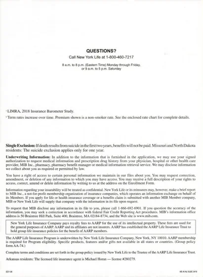 Term life direct mail example: Term-life coverage offer with rate table. Branded envelope, price-led letter, red comparison table, and follow-up brochure.