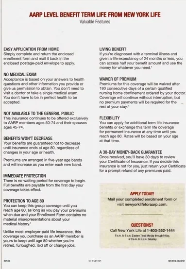 Term life direct mail example: Term-life benefits comparison letter. Plain envelope, long comparison letter, and structured premium and benefit columns.