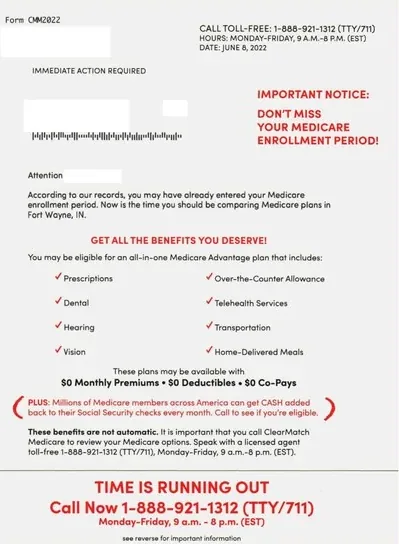 Medicare Advantage direct mail example: Prepaid spending-card package. Envelope, letter, and benefit insert focused on a prepaid spending card with an eligibility call to action.
