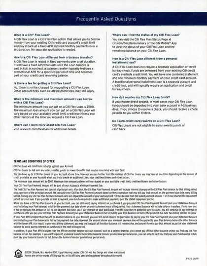 Personal loans direct mail example: Credit-line flex-loan package. Card-linked loan letter, dark feature panel, fixed APR and no-fee benefits, and phone or online response.