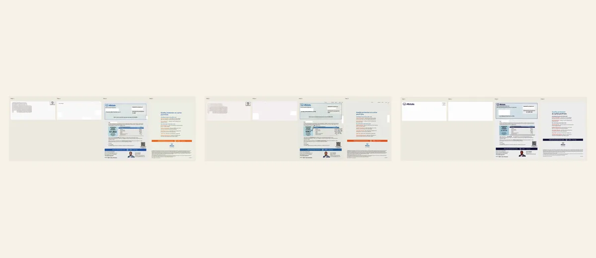 Examples of Estimate and protection comparison packet