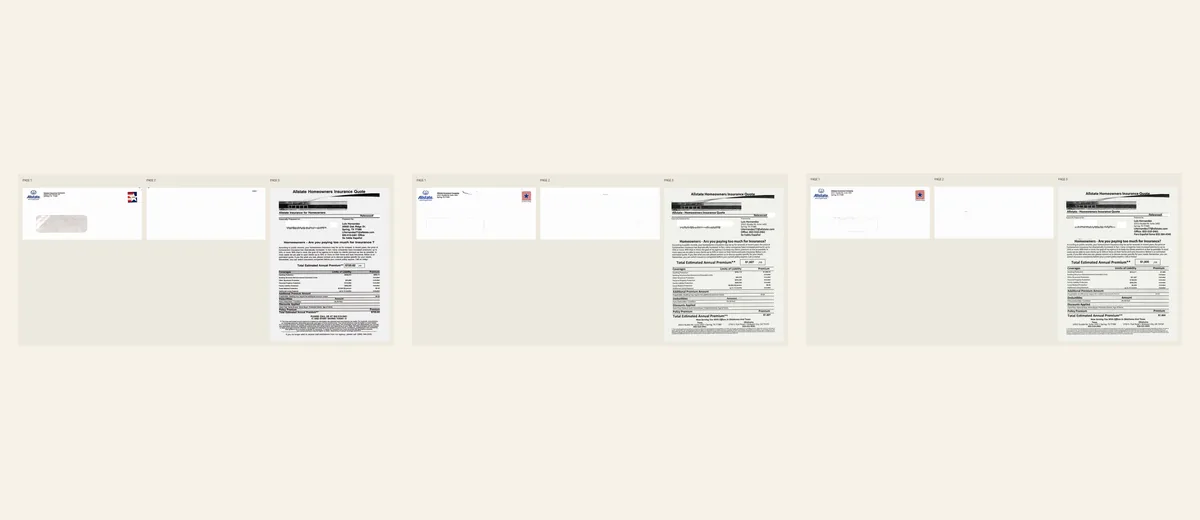 Examples of Homeowners coverage quote table