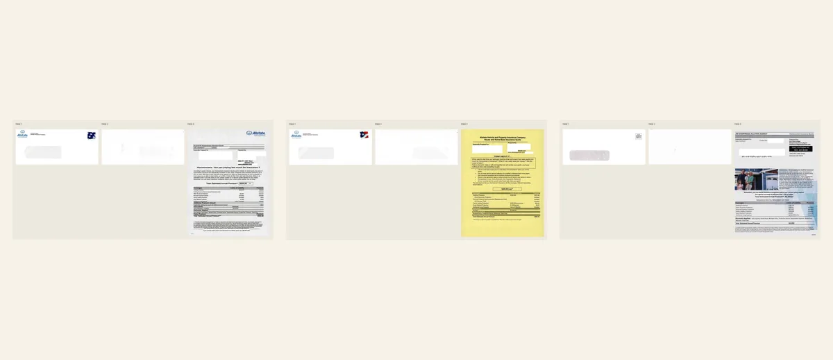 Examples of Homeowners quote with decision table