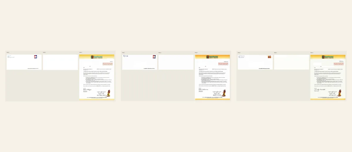 Examples of HomeVestors handwritten cash-offer letter