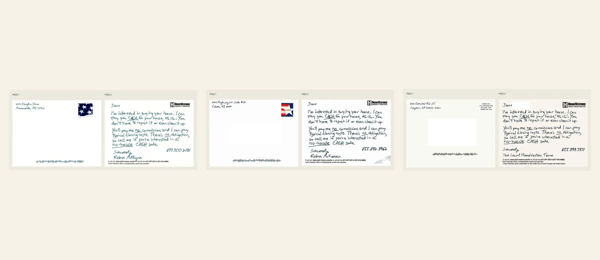 Examples of HomeVestors concise cash-sale letter