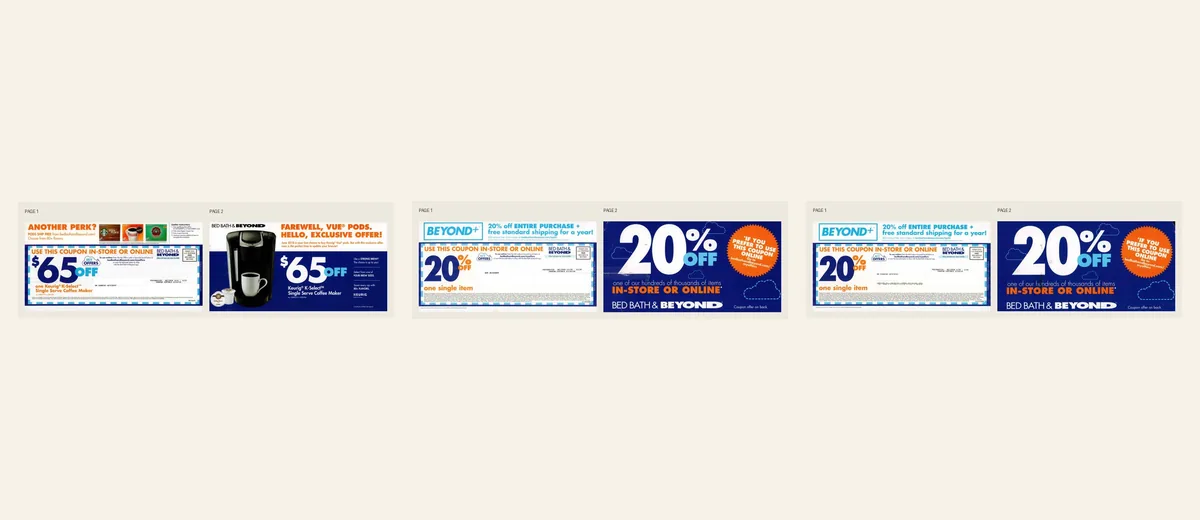 Examples of Bed Bath & Beyond 20% coupon mailer