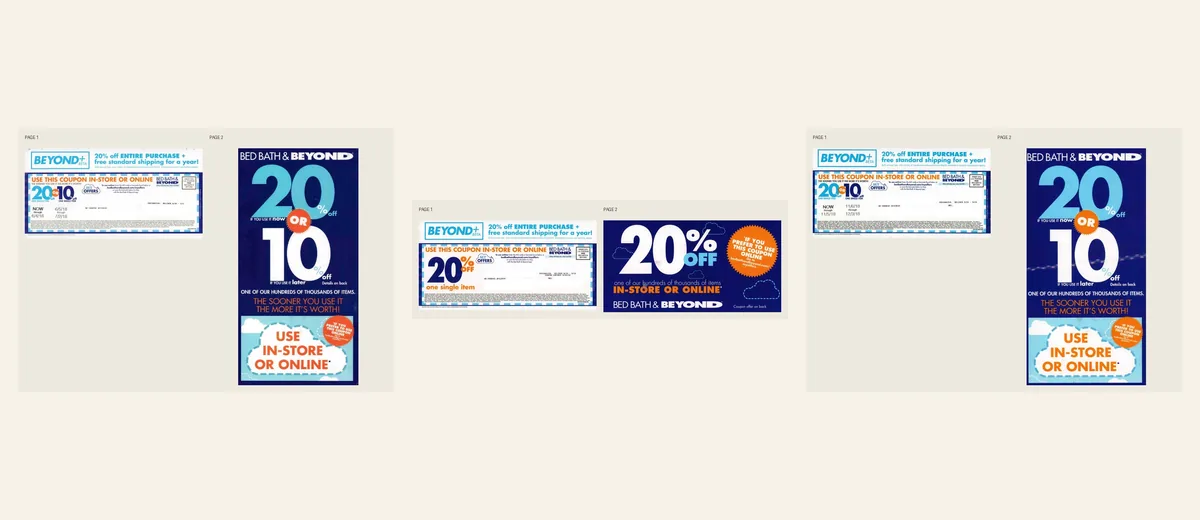 Examples of Bed Bath & Beyond percentage-off coupon package