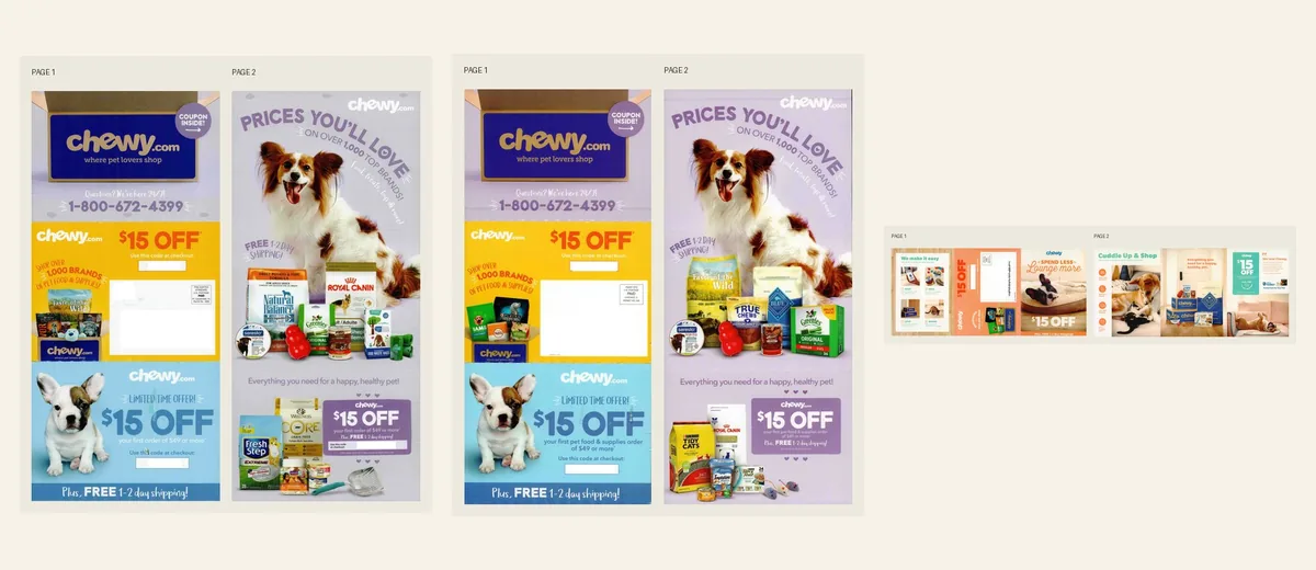 Examples of Chewy pet-coupon self-mailer