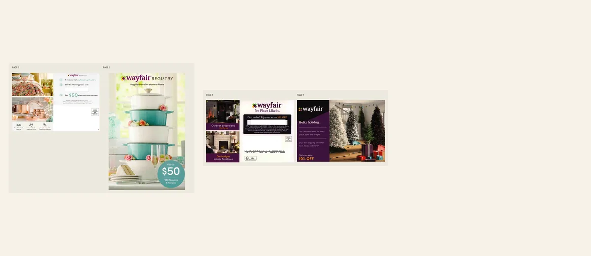 Examples of Wayfair registry and seasonal offer
