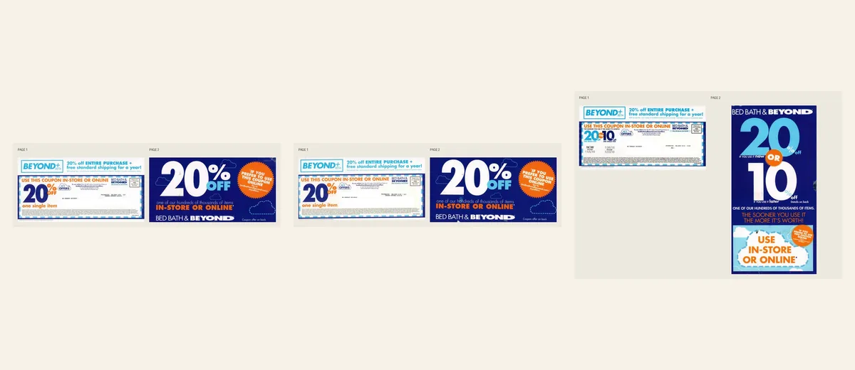 Examples of Bed Bath & Beyond percentage-off coupon card