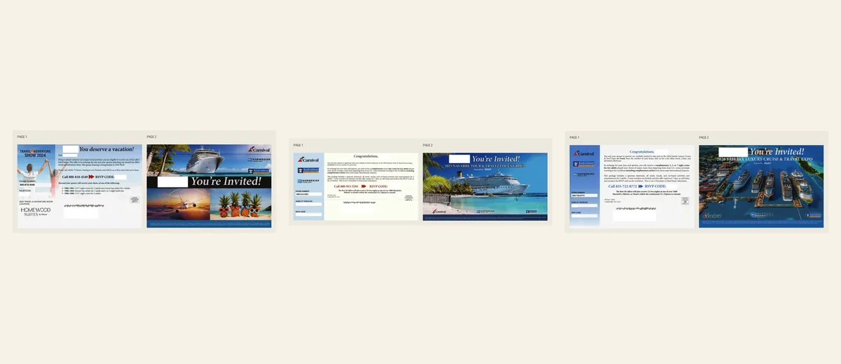 Examples of Blue cruise event invitation package