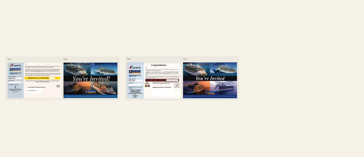 Examples of Cruise invitation with ship collage