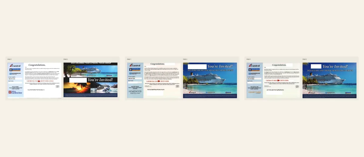 Examples of Destination-focused cruise invitation