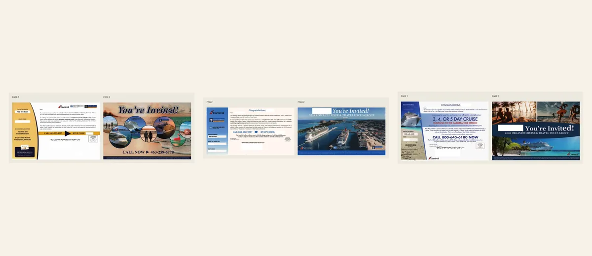 Examples of Cruise invitation with travel-photo montage