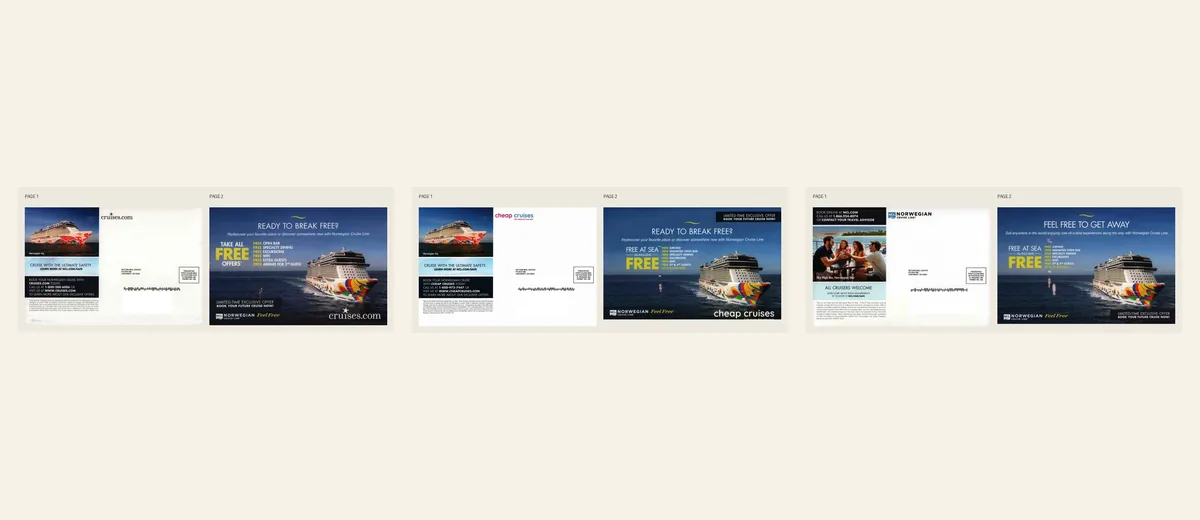 Examples of Free-at-sea cruise offer package