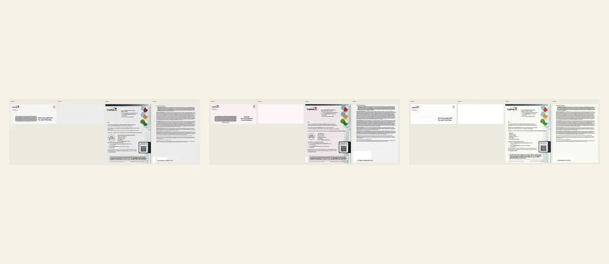 Examples of Pre-approved auto-financing QR package